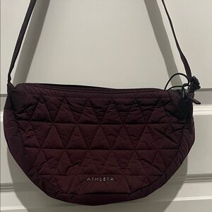 Athleta Burgundy Quilted Adjustable Strap Crossbody Bag